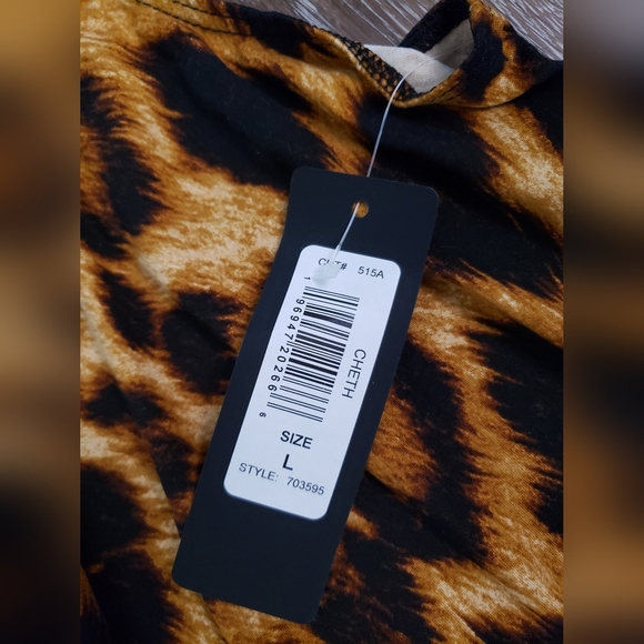 BEBE Leopard Print Midi Dress with Chain Straps Size ) - Picture 7 of 9